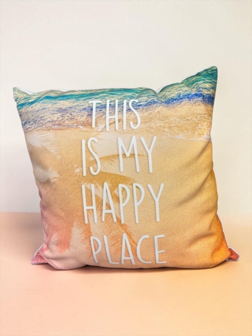 Brentwood Originals Happy Place Beach Coastal Throw Pillow Palm Shadow